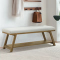 Banc de rangement capitonné avec structure en bois massif – Beige / Gris / Gris clair