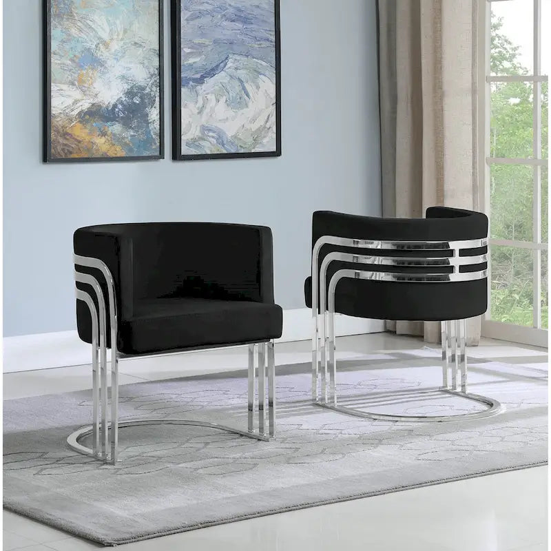 Fauteuil d'appoint en velours noir / gris foncé / bleu marine / beige avec base chromée, un seul