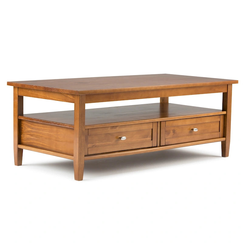 Table basse transitionnelle avec 2 tiroirs et une étagère ouverte, 48 po de large