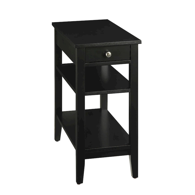 Table d'appoint avec 1 tiroir et 3 étagères, noire/cerise/espresso, individuelle