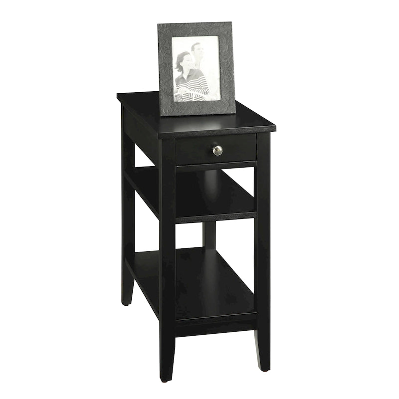Table d'appoint avec 1 tiroir et 3 étagères, noire/cerise/espresso, individuelle