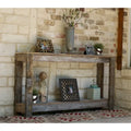 Console rustique en bois de récupération avec étagère ouverte, 60 po – Naturel / Blanc antique / Noir