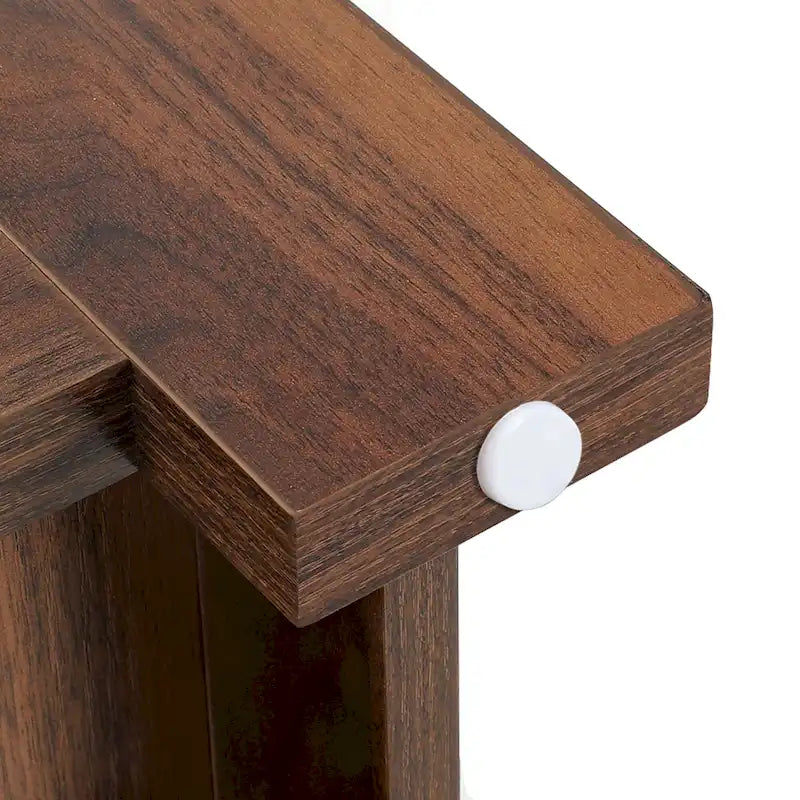 Table basse de rangement à 2 niveaux, carrée, gris/marron clair, un seul plateau