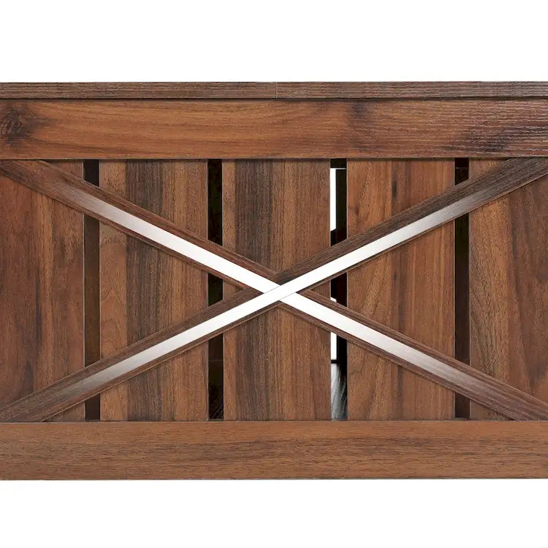 Table basse de rangement à 2 niveaux, carrée, gris/marron clair, un seul plateau