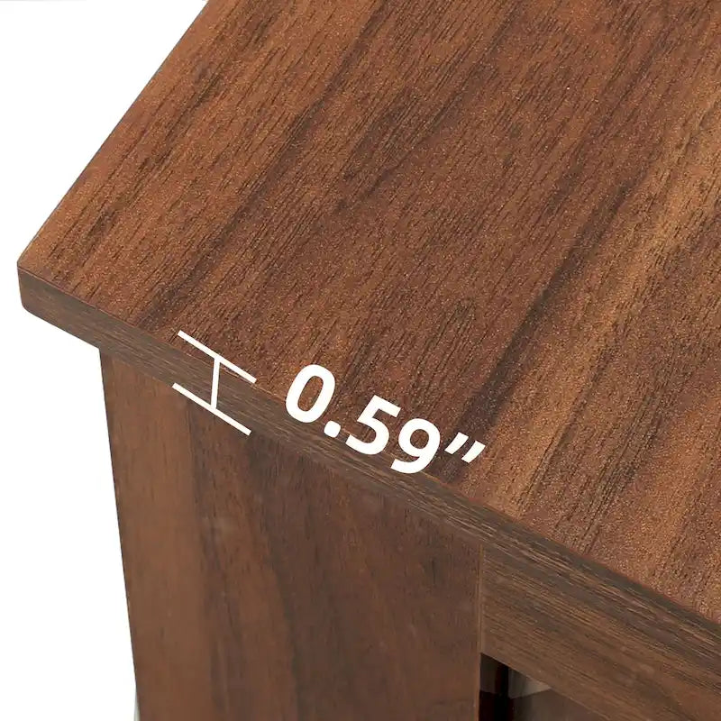 Table basse de rangement à 2 niveaux, carrée, gris/marron clair, un seul plateau
