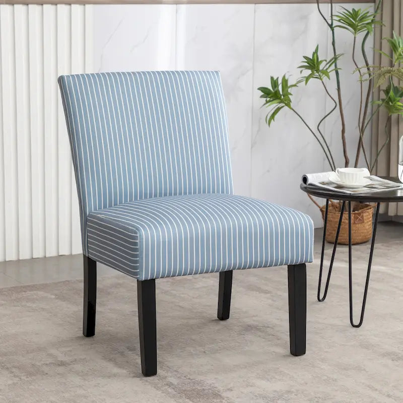 Fauteuil d'appoint sans accoudoirs rembourré – Beige/Espresso/Bleu, 1 place