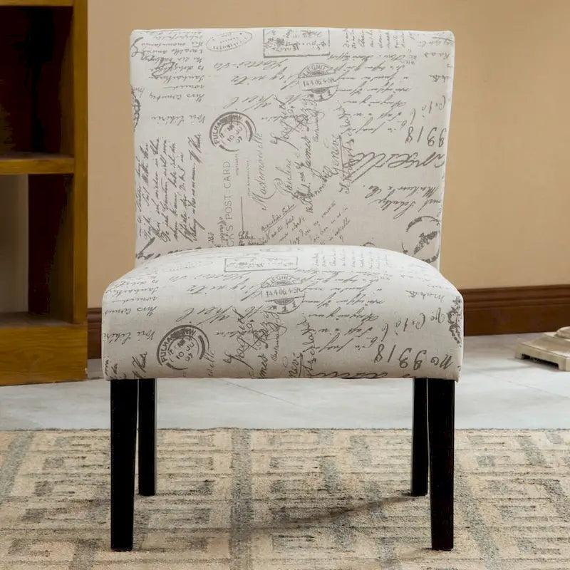Fauteuil d'appoint sans accoudoirs rembourré – Beige/Espresso/Bleu, 1 place