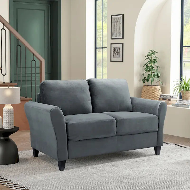 Causeuse en microfibre gris foncé/café, 2 places
