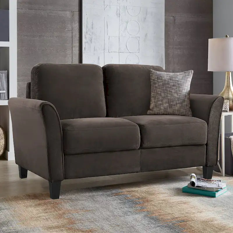 Causeuse en microfibre gris foncé/café, 2 places