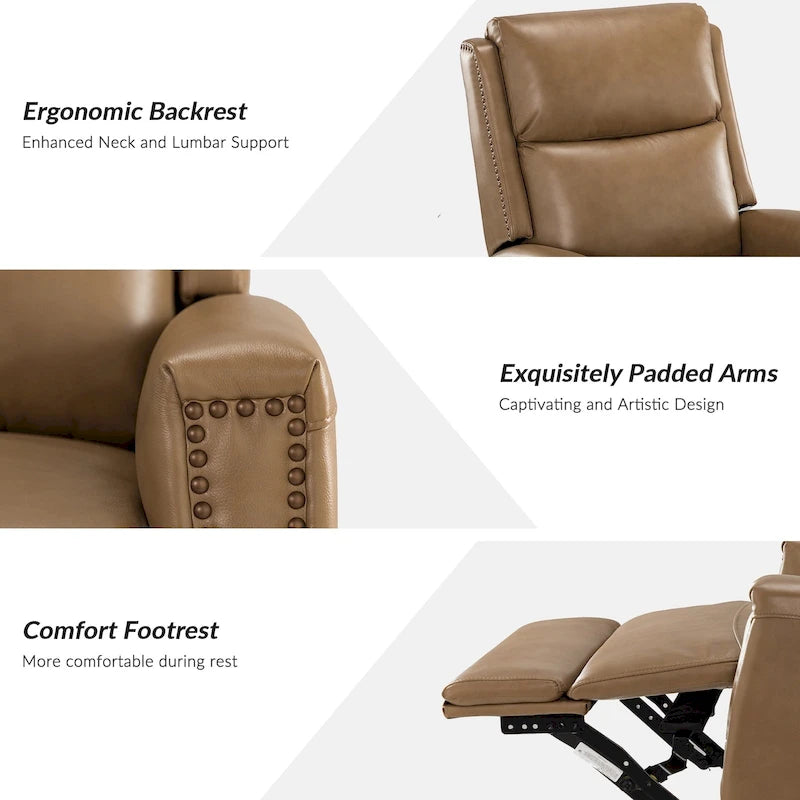 Fauteuil inclinable, pivotant et basculant en cuir véritable multicolore, avec clous décoratifs