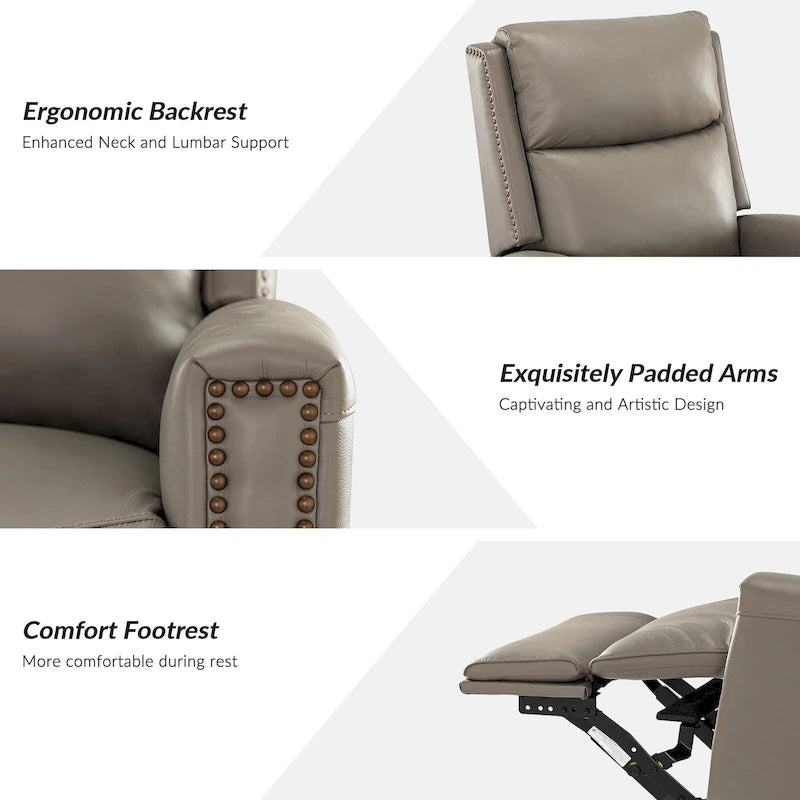 Fauteuil inclinable, pivotant et basculant en cuir véritable multicolore, avec clous décoratifs