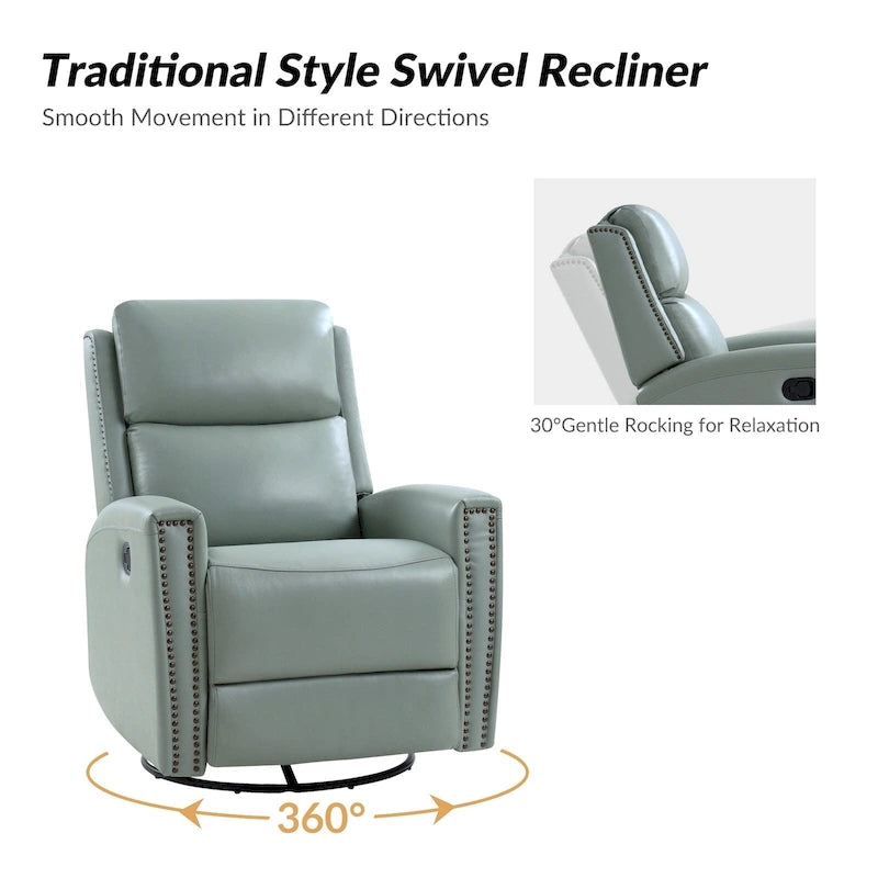 Fauteuil inclinable, pivotant et basculant en cuir véritable multicolore, avec clous décoratifs