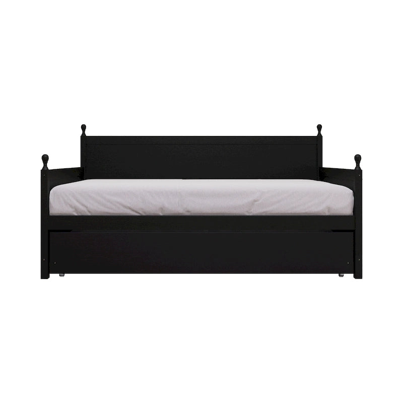 Lit de repos double en bois de style Mid-Century en chêne clair / gris antique / noyer avec lit gigogne, simple
