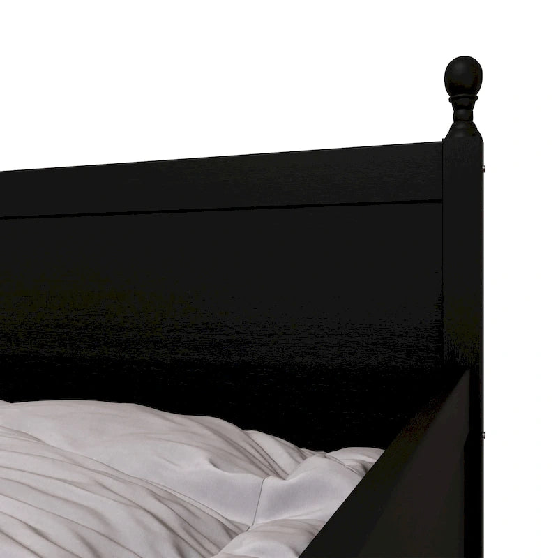 Lit de repos double en bois de style Mid-Century en chêne clair / gris antique / noyer avec lit gigogne, simple
