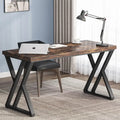 Bureau d'ordinateur brun rustique de 55 pouces avec pieds en métal en Z, simple