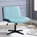 Chaise de bureau pivotante sans accoudoirs en tissu bleu/beige, sans roulettes, individuelle