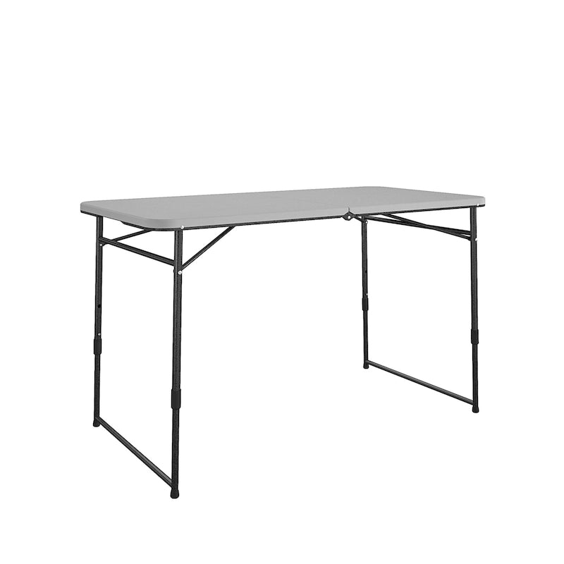 Table utilitaire pliante réglable en hauteur, grise/noire, pour intérieur/extérieur