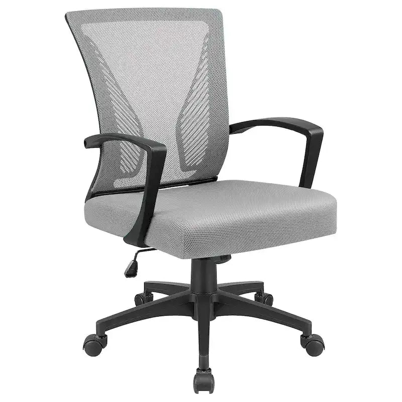 Chaise de bureau ergonomique mi-dos en maille (bleu / noir / gris) avec support lombaire, individuelle