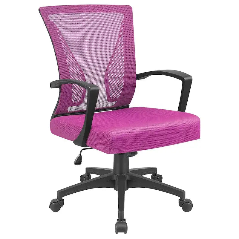 Chaise de bureau ergonomique mi-dos en maille (bleu / noir / gris) avec support lombaire, individuelle