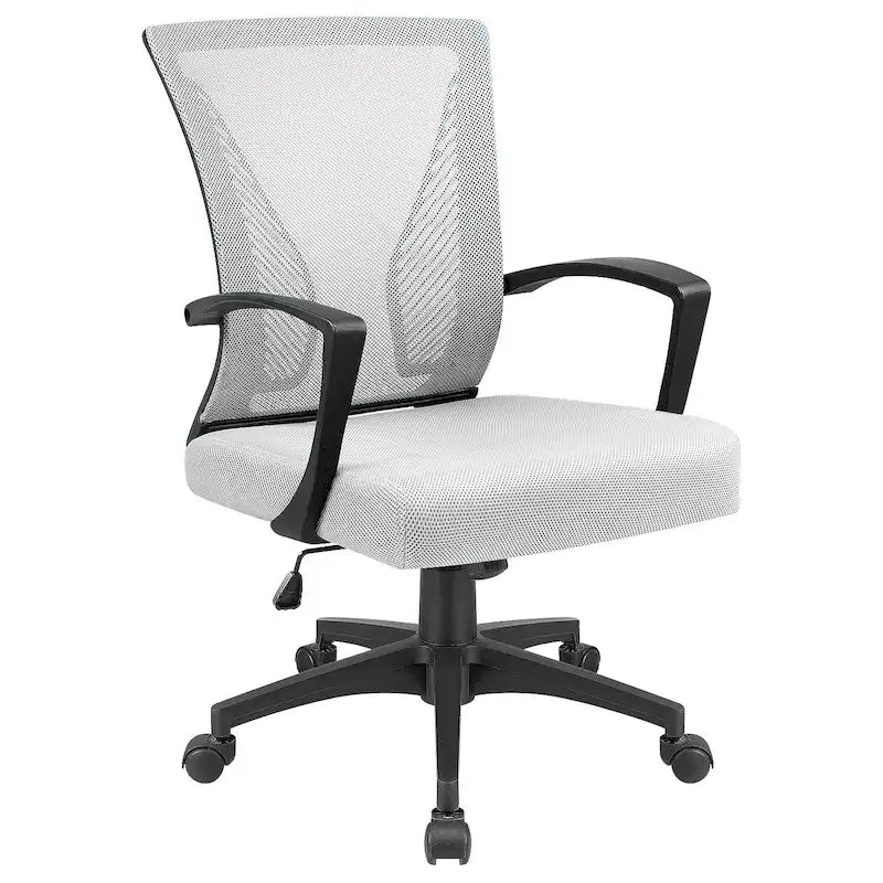 Chaise de bureau ergonomique mi-dos en maille (bleu / noir / gris) avec support lombaire, individuelle
