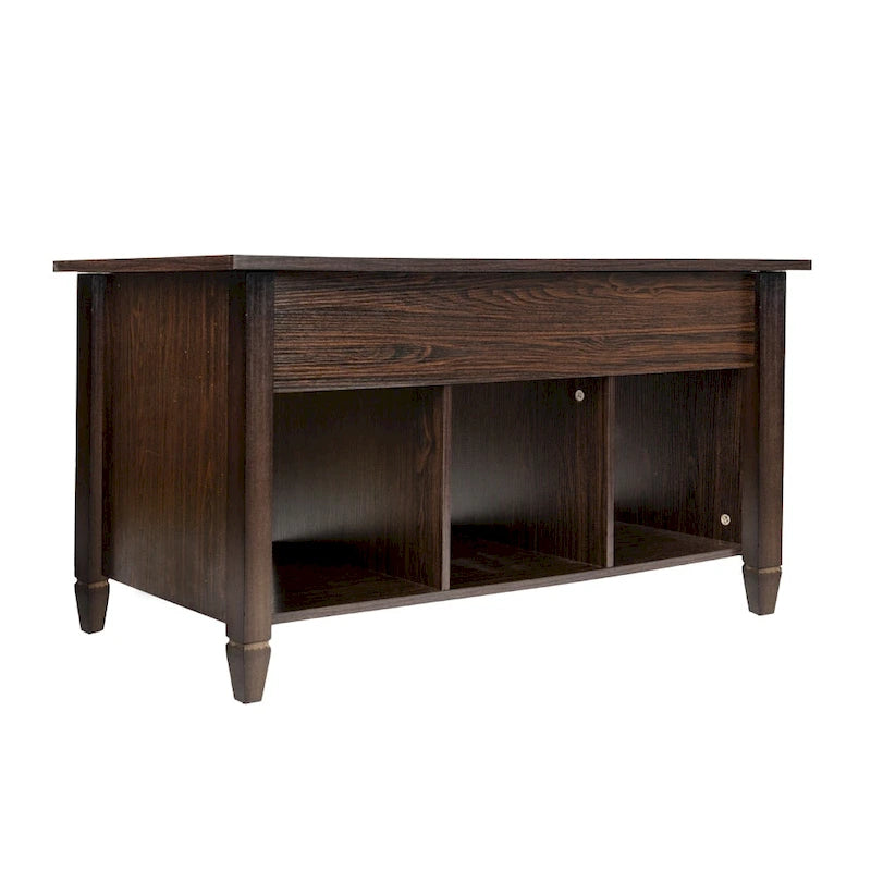 Table basse de rangement relevable avec placards, individuelle (marron/noir/blanc)