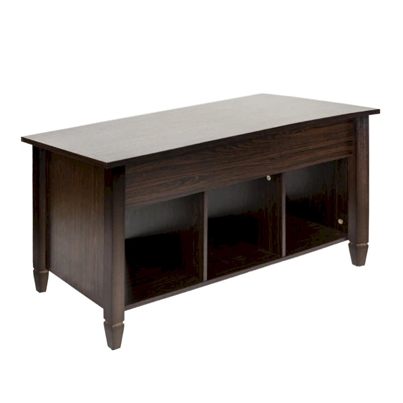 Table basse de rangement relevable avec placards, individuelle (marron/noir/blanc)