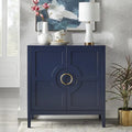 Meuble console à 2 portes avec étagère réglable, Indigo / Noir / Blanc, Simple