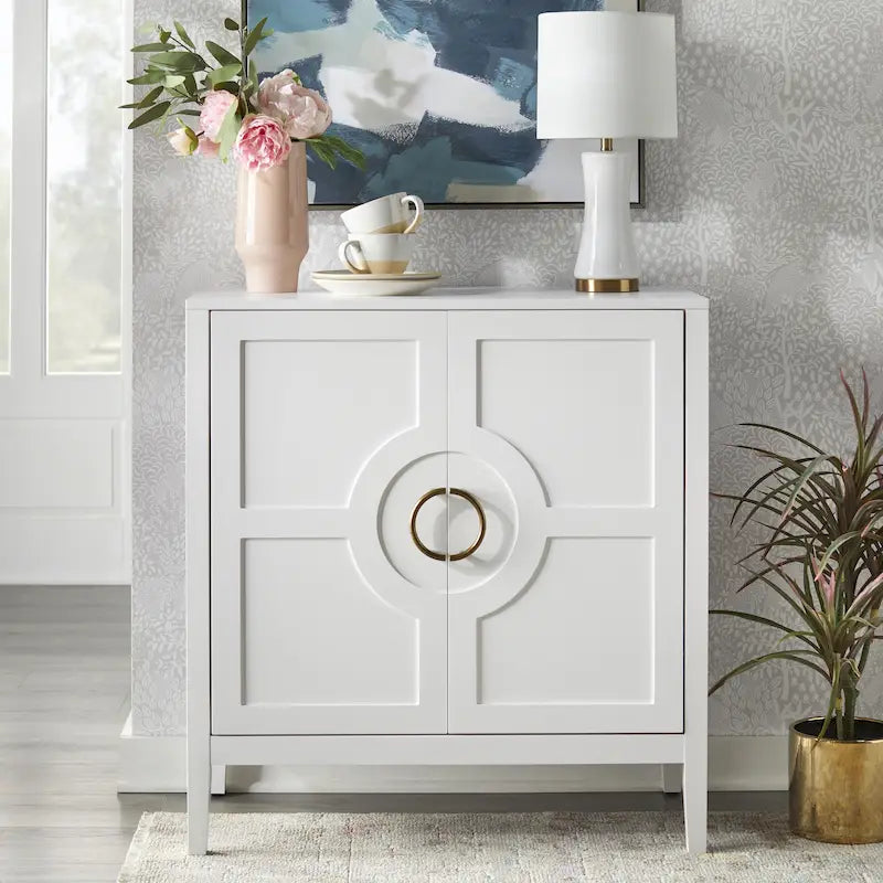 Meuble console à 2 portes avec étagère réglable, Indigo / Noir / Blanc, Simple