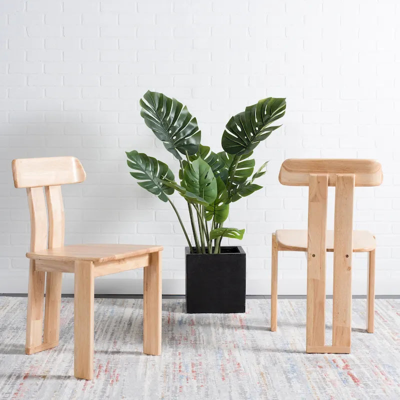 Chaise de salle à manger en bois Mid-Century Modern avec piètement trépied – Blond clair / Noyer / Noir