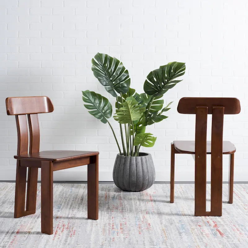 Chaise de salle à manger en bois Mid-Century Modern avec piètement trépied – Blond clair / Noyer / Noir