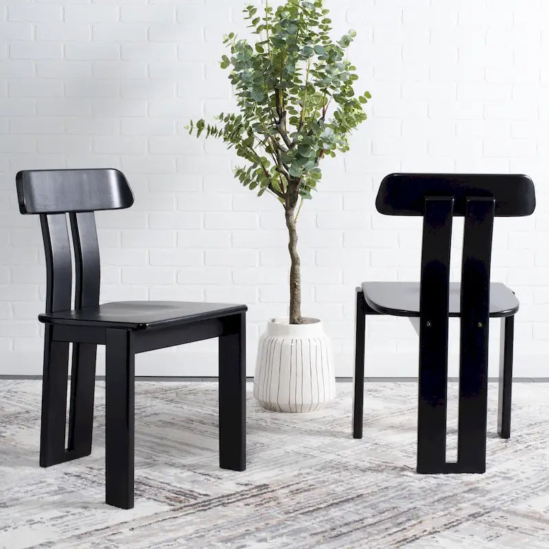 Chaise de salle à manger en bois Mid-Century Modern avec piètement trépied – Blond clair / Noyer / Noir