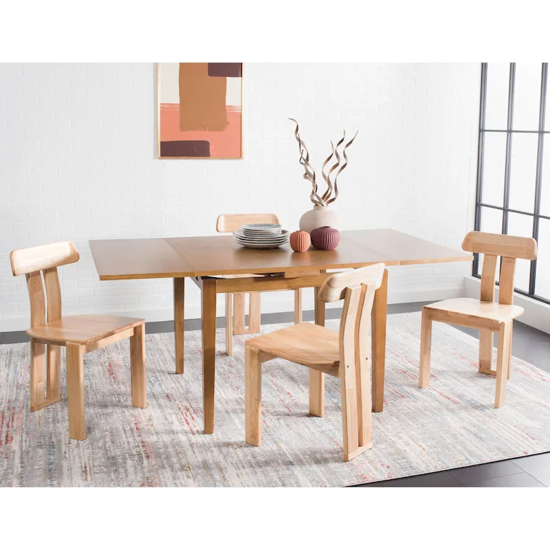 Chaise de salle à manger en bois Mid-Century Modern avec piètement trépied – Blond clair / Noyer / Noir