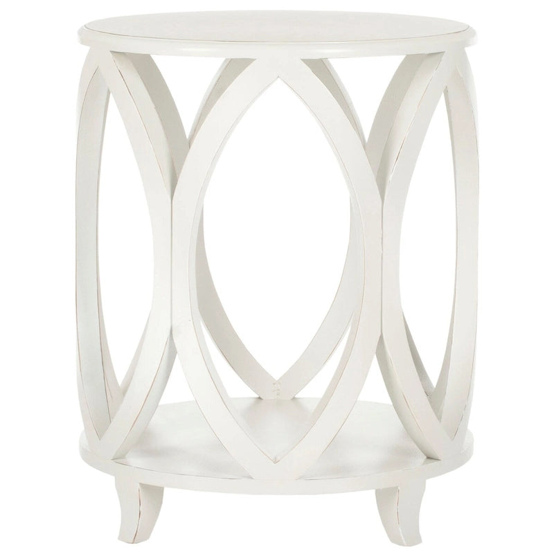 Table d'appoint géométrique en peuplier – Blanc cassé / Vert sarcelle foncé / Gris cendré