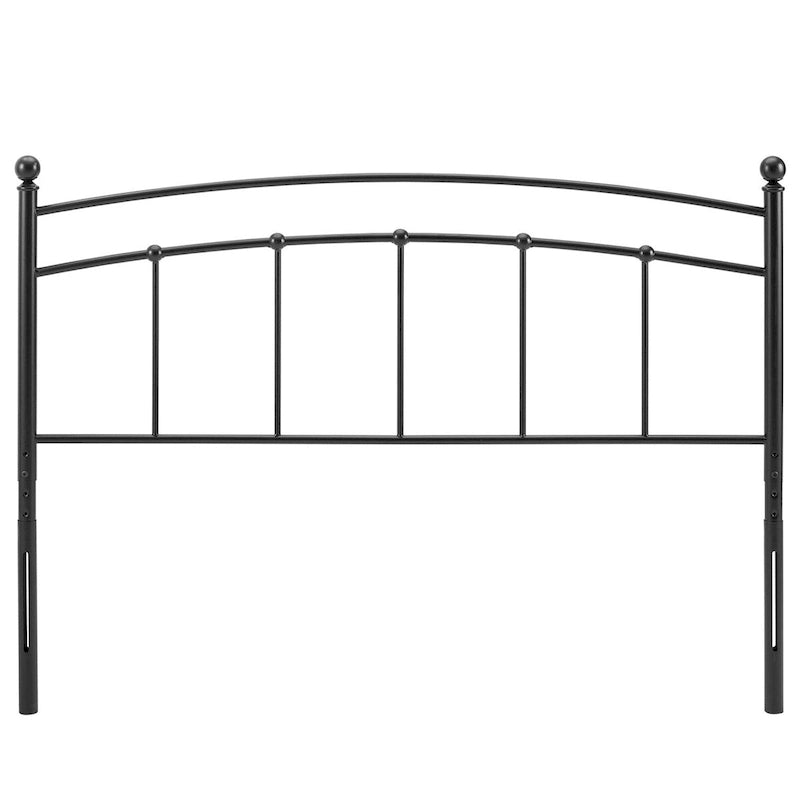 Tête de lit jumeau en métal à broche arquée, noir/blanc/gris/doré, réglable en hauteur, lit simple