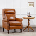 Fauteuil inclinable à dossier basculant en cuir véritable camel/marron roux/bleu avec détails cloutés, une place